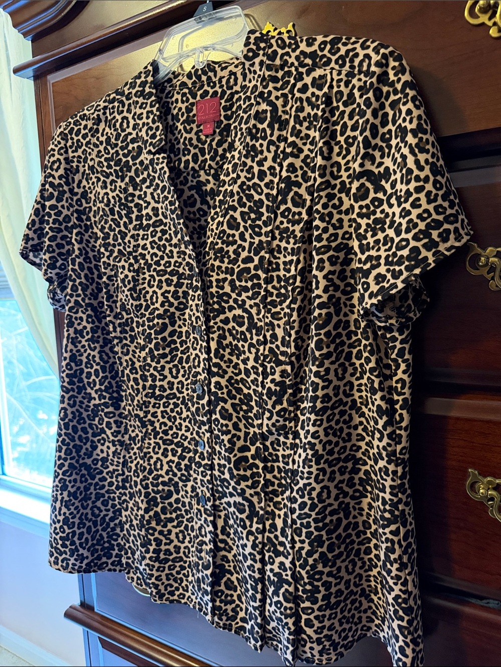 212 Collection Black, Brown and Cream Leopard Print Blouse